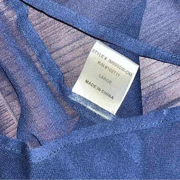 Paper Crane Polyester Tank & Olivia Moon Sheer Silk Sleeveless Blouse - Navy- L - Picture 4 of 13